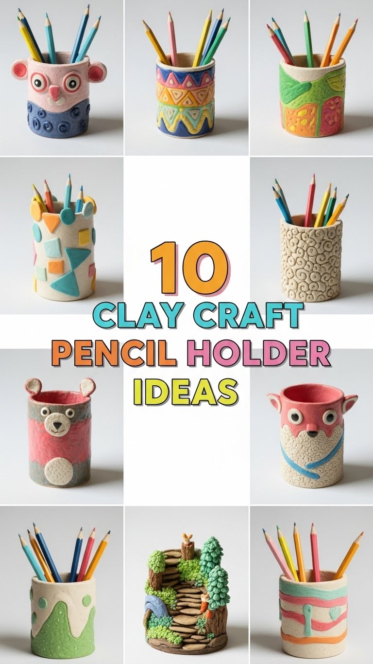 10 Clay Craft Pencil Holder Ideas - Soft Soul Diaries