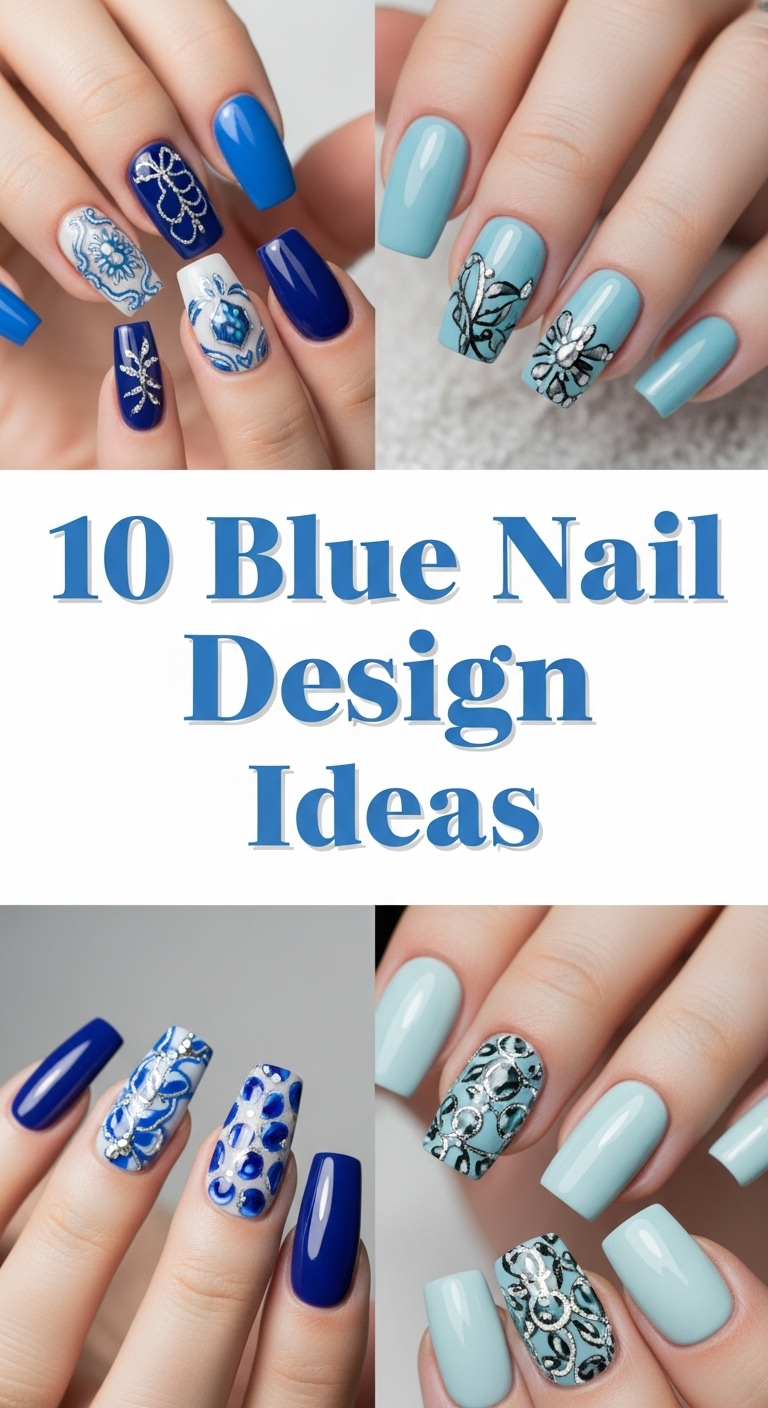 10 Blue Nail Design Ideas - Soft Soul Diaries